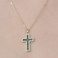 Copper Simple Style Plating Inlay Cross Devil's Eye Virgin Mary Zircon Pendant Necklace main image 3