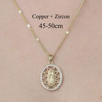 Copper Simple Style Plating Inlay Cross Devil's Eye Virgin Mary Zircon Pendant Necklace sku image 6