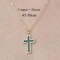Copper Simple Style Plating Inlay Cross Devil's Eye Virgin Mary Zircon Pendant Necklace sku image 12