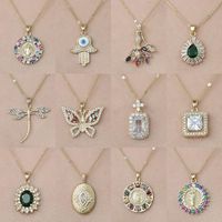 Copper Simple Style Plating Inlay Butterfly Water Droplets Dragonfly Zircon Pendant Necklace main image 6