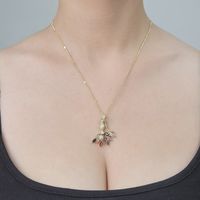 Copper Simple Style Plating Inlay Butterfly Water Droplets Dragonfly Zircon Pendant Necklace main image 5