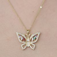 Copper Simple Style Plating Inlay Butterfly Water Droplets Dragonfly Zircon Pendant Necklace main image 3
