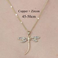Copper Simple Style Plating Inlay Butterfly Water Droplets Dragonfly Zircon Pendant Necklace sku image 12