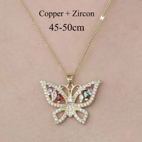 Copper Simple Style Plating Inlay Butterfly Water Droplets Dragonfly Zircon Pendant Necklace sku image 10