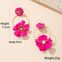 Vacation Sweet Flower Alloy Stoving Varnish Inlay Artificial Diamond Women's Drop Earrings main image 6