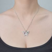Copper Simple Style Plating Inlay Water Droplets Snake Butterfly Zircon Pendant Necklace main image 4