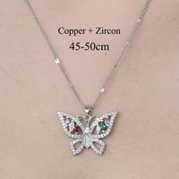 Copper Simple Style Plating Inlay Water Droplets Snake Butterfly Zircon Pendant Necklace sku image 11