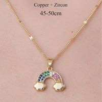 201 Stainless Steel Zircon Simple Style Polishing Plating Rainbow Star Moon Pendant Necklace sku image 6