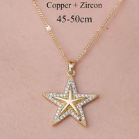 201 Stainless Steel Zircon Simple Style Polishing Plating Rainbow Star Moon Pendant Necklace sku image 9