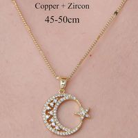 201 Stainless Steel Zircon Simple Style Polishing Plating Rainbow Star Moon Pendant Necklace sku image 10