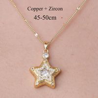 201 Stainless Steel Zircon Simple Style Polishing Plating Rainbow Star Moon Pendant Necklace sku image 5