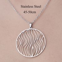 Wholesale Simple Style Circle Star Stainless Steel Titanium Steel Polishing Plating Pendant Necklace main image 5