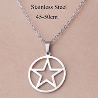 Wholesale Simple Style Circle Star Stainless Steel Titanium Steel Polishing Plating Pendant Necklace sku image 1
