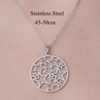 Wholesale Simple Style Circle Star Stainless Steel Titanium Steel Polishing Plating Pendant Necklace sku image 4