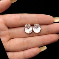 1 Pair Sweet Shiny Round Heart Shape Plating Inlay Sterling Silver Zircon Silver Plated Ear Studs main image 1