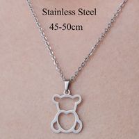 201 Stainless Steel Simple Style Polishing Plating Little Bear Dinosaur Paw Print Pendant Necklace main image 5