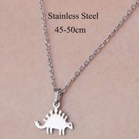 201 Stainless Steel Simple Style Polishing Plating Little Bear Dinosaur Paw Print Pendant Necklace sku image 1