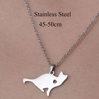 201 Stainless Steel Simple Style Polishing Plating Little Bear Dinosaur Paw Print Pendant Necklace sku image 10