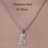 201 Stainless Steel Simple Style Polishing Plating Little Bear Dinosaur Paw Print Pendant Necklace sku image 12