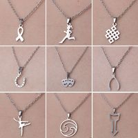 201 Stainless Steel Simple Style Polishing Plating Human Arrow Hook Pendant Necklace main image 1