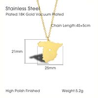 304 Stainless Steel 18K Gold Plated Elegant Simple Style Streetwear Plating Map Pendant Necklace main image 6
