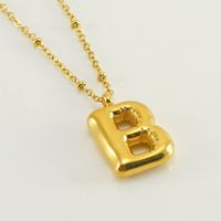 Stainless Steel 18K Gold Plated Simple Style Commute Polishing Plating Letter Titanium Steel Pendant Necklace sku image 31