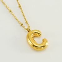 Stainless Steel 18K Gold Plated Simple Style Commute Polishing Plating Letter Titanium Steel Pendant Necklace sku image 29