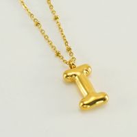 Stainless Steel 18K Gold Plated Simple Style Commute Polishing Plating Letter Titanium Steel Pendant Necklace sku image 37