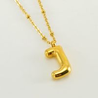 Stainless Steel 18K Gold Plated Simple Style Commute Polishing Plating Letter Titanium Steel Pendant Necklace sku image 38