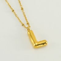 Stainless Steel 18K Gold Plated Simple Style Commute Polishing Plating Letter Titanium Steel Pendant Necklace sku image 39