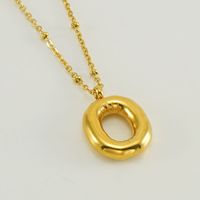 Stainless Steel 18K Gold Plated Simple Style Commute Polishing Plating Letter Titanium Steel Pendant Necklace sku image 42