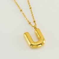 Stainless Steel 18K Gold Plated Simple Style Commute Polishing Plating Letter Titanium Steel Pendant Necklace sku image 48