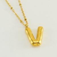 Stainless Steel 18K Gold Plated Simple Style Commute Polishing Plating Letter Titanium Steel Pendant Necklace sku image 27