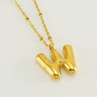 Stainless Steel 18K Gold Plated Simple Style Commute Polishing Plating Letter Titanium Steel Pendant Necklace sku image 49