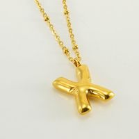 Stainless Steel 18K Gold Plated Simple Style Commute Polishing Plating Letter Titanium Steel Pendant Necklace sku image 50