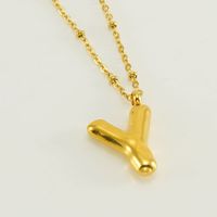 Stainless Steel 18K Gold Plated Simple Style Commute Polishing Plating Letter Titanium Steel Pendant Necklace sku image 51