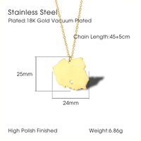 304 Stainless Steel 18K Gold Plated Simple Style Plating Map Pendant Necklace main image 6