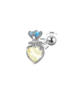 1 Piece Cute Sweet Heart Shape Rhombus Plating Inlay Stainless Steel Artificial Gemstones Ear Studs sku image 5