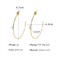 1 Pair Ig Style French Style Korean Style C Shape Plating Inlay Stainless Steel Titanium Steel Crystal 18k Gold Plated Ear Studs main image 7