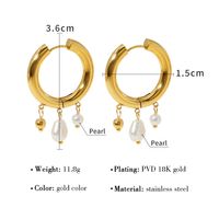1 Pair Ig Style French Style Round Pearl Plating Stainless Steel Titanium Steel 18k Gold Plated Earrings main image 7