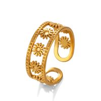 304 Stainless Steel 18K Gold Plated IG Style Plating Flower Rings main image 6