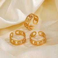 304 Stainless Steel 18K Gold Plated IG Style Plating Flower Rings main image 1