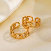 304 Stainless Steel 18K Gold Plated IG Style Plating Flower Rings main image 5