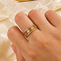 304 Stainless Steel 18K Gold Plated IG Style Plating Flower Rings main image 2