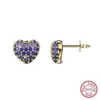 1 Pair Simple Style Classic Style Heart Shape Plating Inlay Sterling Silver Zircon 14k Gold Plated White Gold Plated Ear Studs main image 6