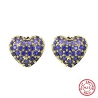 1 Pair Simple Style Classic Style Heart Shape Plating Inlay Sterling Silver Zircon 14k Gold Plated White Gold Plated Ear Studs main image 7