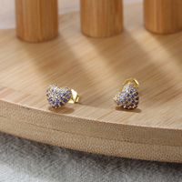 1 Pair Simple Style Classic Style Heart Shape Plating Inlay Sterling Silver Zircon 14k Gold Plated White Gold Plated Ear Studs main image 4