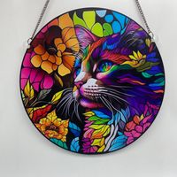 Basic Retro Cat Flower Arylic Pendant Wall Art sku image 1