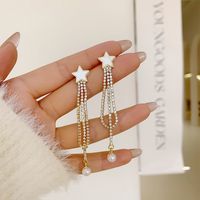 1 Pair Sweet Star Plating Inlay Alloy Artificial Pearls Gold Plated Drop Earrings main image 1