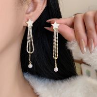 1 Pair Sweet Star Plating Inlay Alloy Artificial Pearls Gold Plated Drop Earrings main image 2